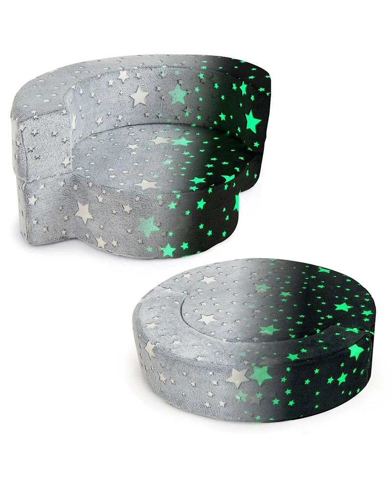 Slickblue Convertible Toddler Sofa Chair with Glow-in-the-Dark Design – 2-in-1 Kids Seat with Removable Cover