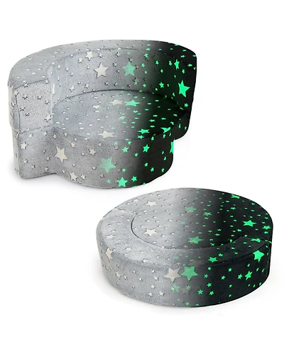 Slickblue Convertible Toddler Sofa Chair with Glow-in-the-Dark Design – 2-in-1 Kids Seat with Removable Cover