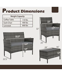 Slickblue 4-Piece Wicker Patio Set with Cushioned Seats for Outdoor Lounge or Garden