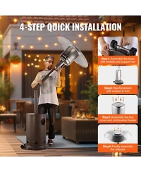 Slickblue Hammered Finish Tall Propane Heater with Integrated Table – Elegant Outdoor Heating Solution for Patio or Garden