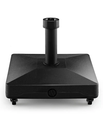 Gymax Patio Umbrella Base w/ 4 Universal Wheels 2 Receivers Square Pole Stand Outdoor