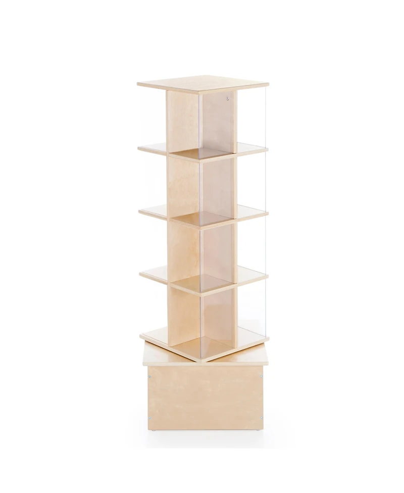 Guidecraft Floor Standing Rotating Book Display: Spinning Bookshelf Tower for Classroom, Kids Playroom, Library | Revolving Bookcase w/ Acrylic Window