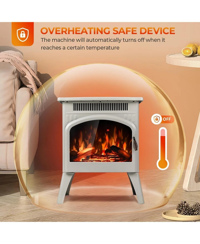 Cowsar Electric Fireplace Heater 17" with Remote Control, Cathedral Stylish, Different Flame Effects and Log Set Colors, Adjustable Brightness an