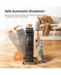 Cowsar Portable Electric Radiator Heater, Oil Filled with 3 Heat Settings, Adjustable Thermostat, Overheat & Tip-Over Protection For Indoor Use, 1500W
