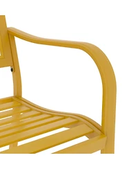 Mondawe All-Iron Park Chair With Floral Backrest,Multi-Layer Rustproof Coating & Adjustable Foot Pad