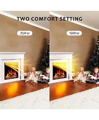 Cowsar 44" Electric Fireplace with Mantel, Free-Standing Heater with Wooden Surround and Log Effect, Remote Control, 750-1500W