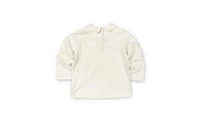 Florence Eiseman Toddler Girls Knit Long Sleeve Blouse With Embroidered Flowers