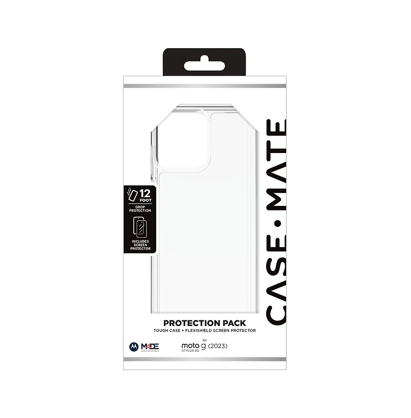 Case-Mate Protection Pack Tough Case and Glass Screen Protector for Motorola Moto G Stylus 5G (2023) / Moto G Stylus (2023)-Clear
