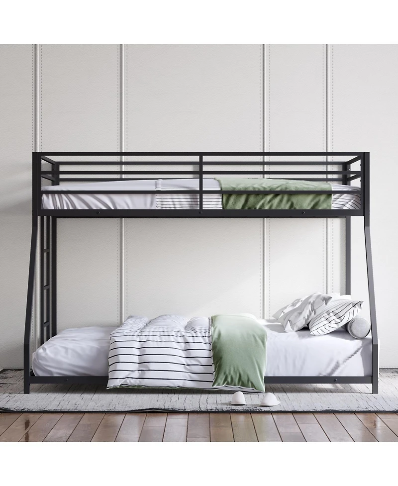 Streamdale Furniture Metal Bunk Bed Twin Over Full with Stairs