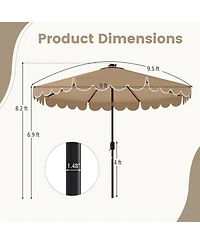 Gymax 9.3 Ft Solar Patio Umbrella w/ 32 Led Lights & Vented Top Ruffles
