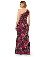 Adrianna Papell Women's Jacquard One-Shoulder Gown