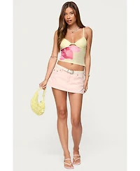 Edikted Womens Alanah Flower Cut Out Mesh Top