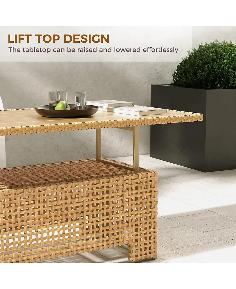 Mondawe Outdoor Multi Functional Lifting Table,W/ Integrated Storage,Desktop Height Adjusted Freely