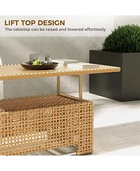 Mondawe Outdoor Multi Functional Lifting Table,W/ Integrated Storage,Desktop Height Adjusted Freely