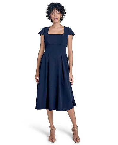 Calvin Klein Women's Scuba Crepe Square-Neck Fit & Flair Dress