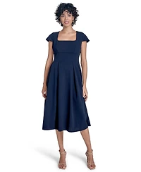Calvin Klein Women's Scuba Crepe Square-Neck Fit & Flair Dress
