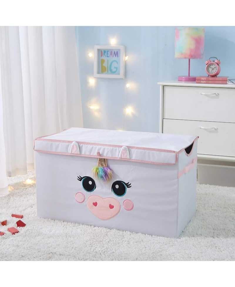 Cesicia Poly Canvas Collapsible Toy Storage Trunk, 28" W, Unicorn