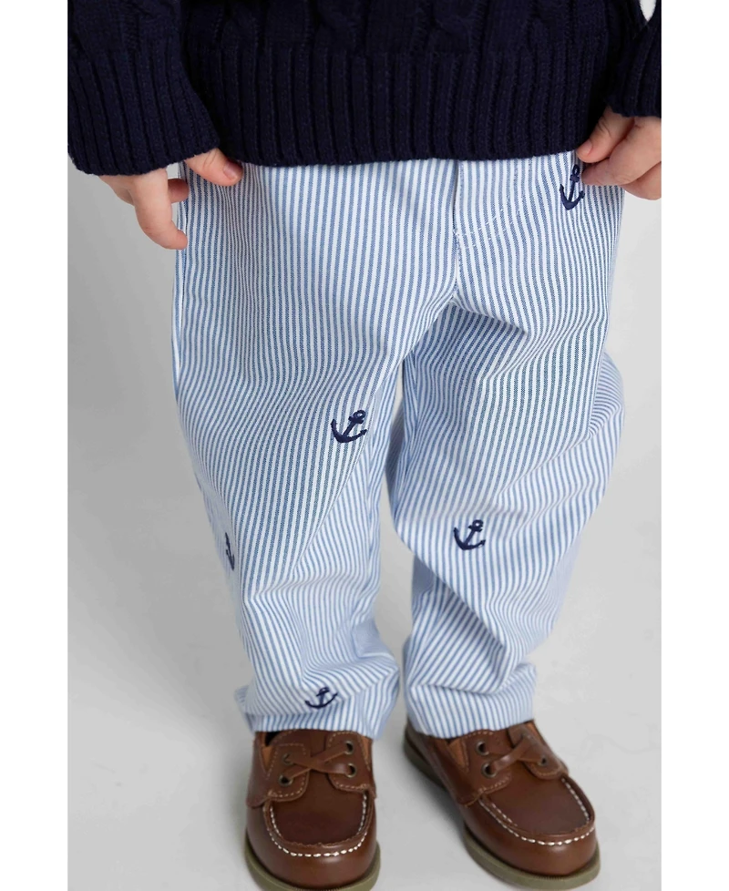 Florence Eiseman Little Boys Stripe Fake Fly Pants With Anchors