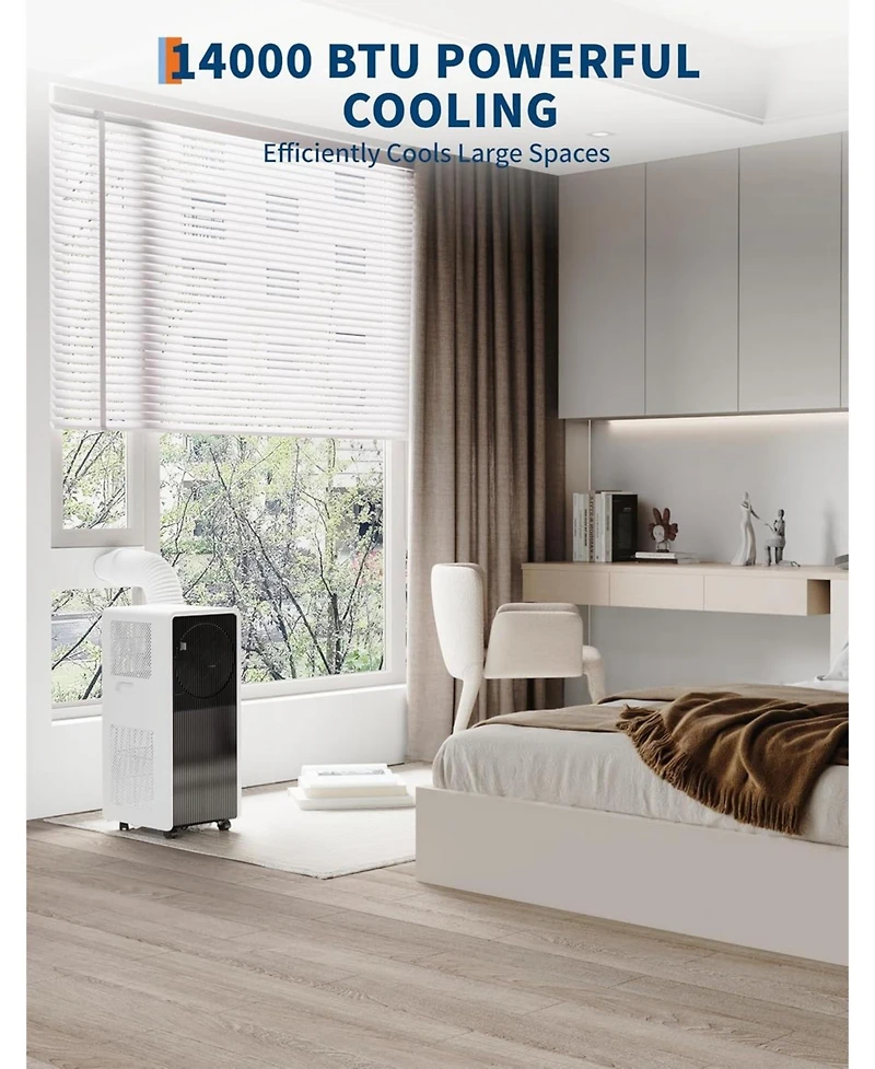 gaomon 14,000 Btu Portable Ac with Remote, 3-in-1 Drainage-Free Unit, Dehumidifier & Fan, Black