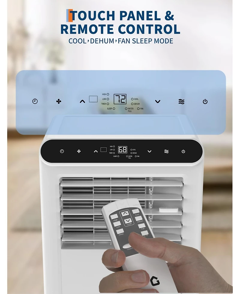 8,000 Btu Portable Ac, Quiet Cooling Unit with Dehumidifier & Fan, 24H Timer, for 350 Sq.Ft Rooms