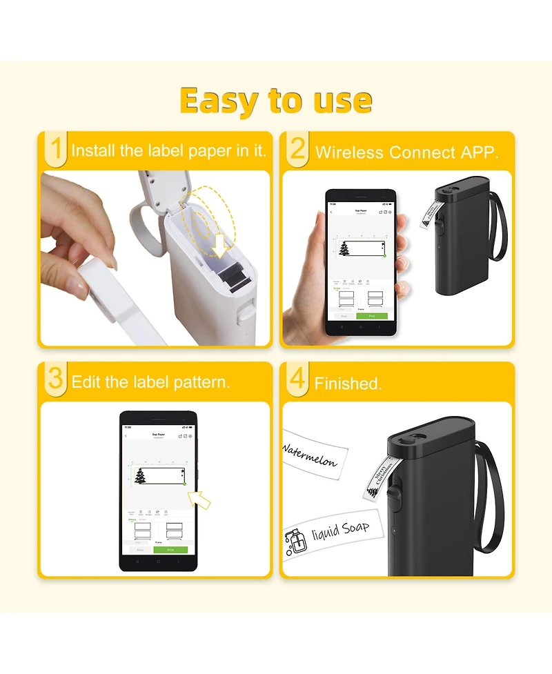 Polono Label Maker Machine with Tape, P21-a Bluetooth Label Printer, Wireless Mini Label Makers with Multiple Templates for Organizing Office Home