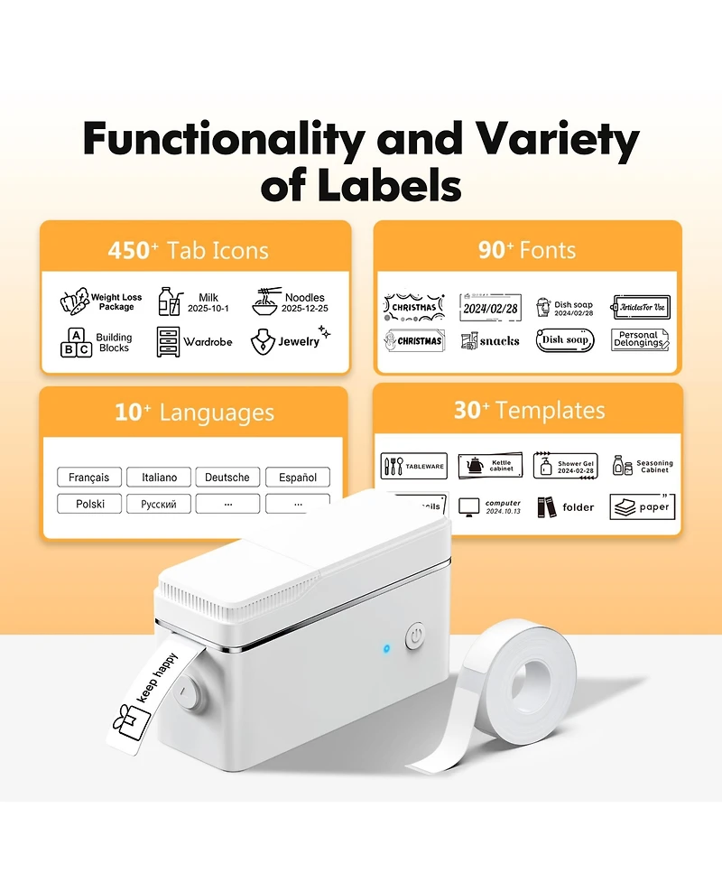 Nelko P31-s Label Maker Machine with Tape, Portable Thermal Printer, Portable Bluetooth Label Printer for Organizing Storage Office Home, Sticker Make