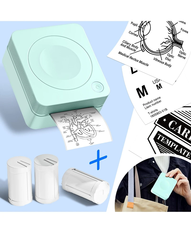 Polono Sticker Printer, PM230-a Mini Thermal Printer Bluetooth Portabel Sticker Maker with 3 Rolls of Paper