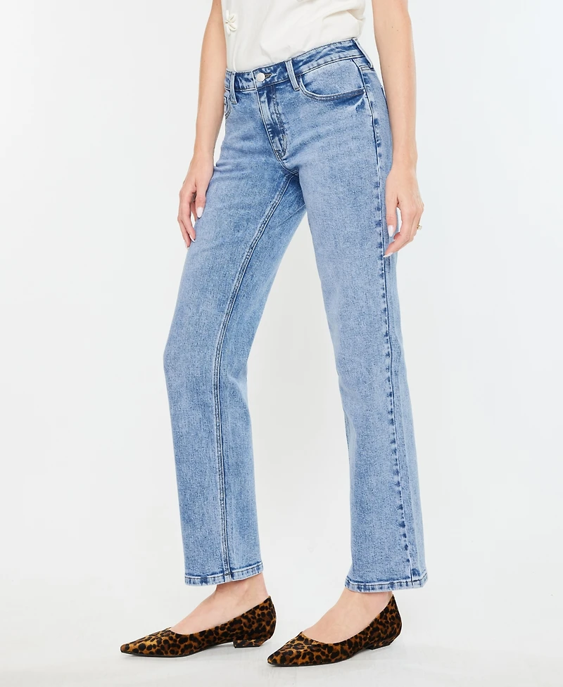 Kancan Women's Mid Rise True Straight Jeans