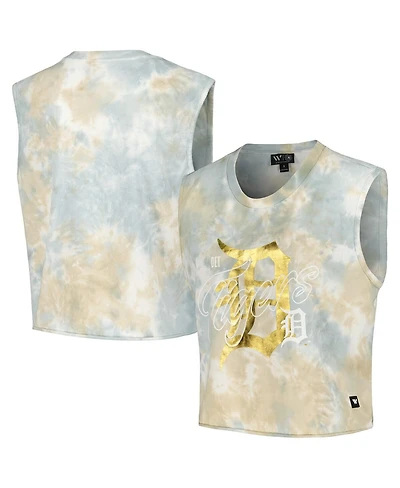 The Wild Collective Women's White Detroit Tigers Washed Muscle Tank Top