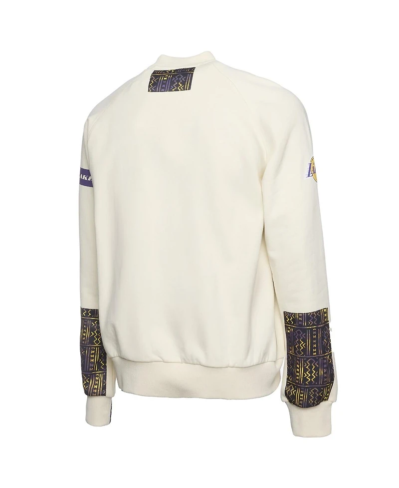 Two Hype x Nba Men's Cream Los Angeles Lakers Culture Hoops Collection Premium Pullover Sweatshirt