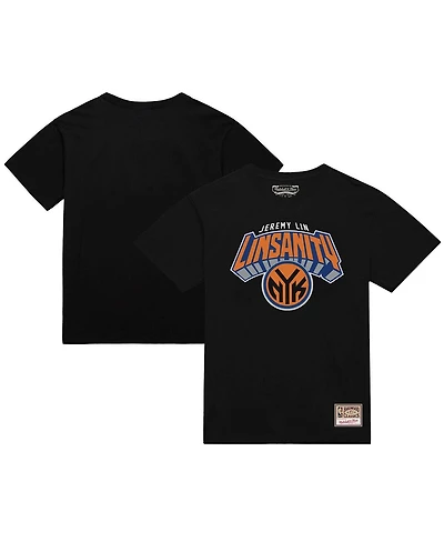 Mitchell & Ness Men's Jeremy Lin Black New York Knicks Sanity Logo T-Shirt