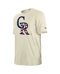 New Era Men's Cream Colorado Rockies Americana Flag Fill T-Shirt