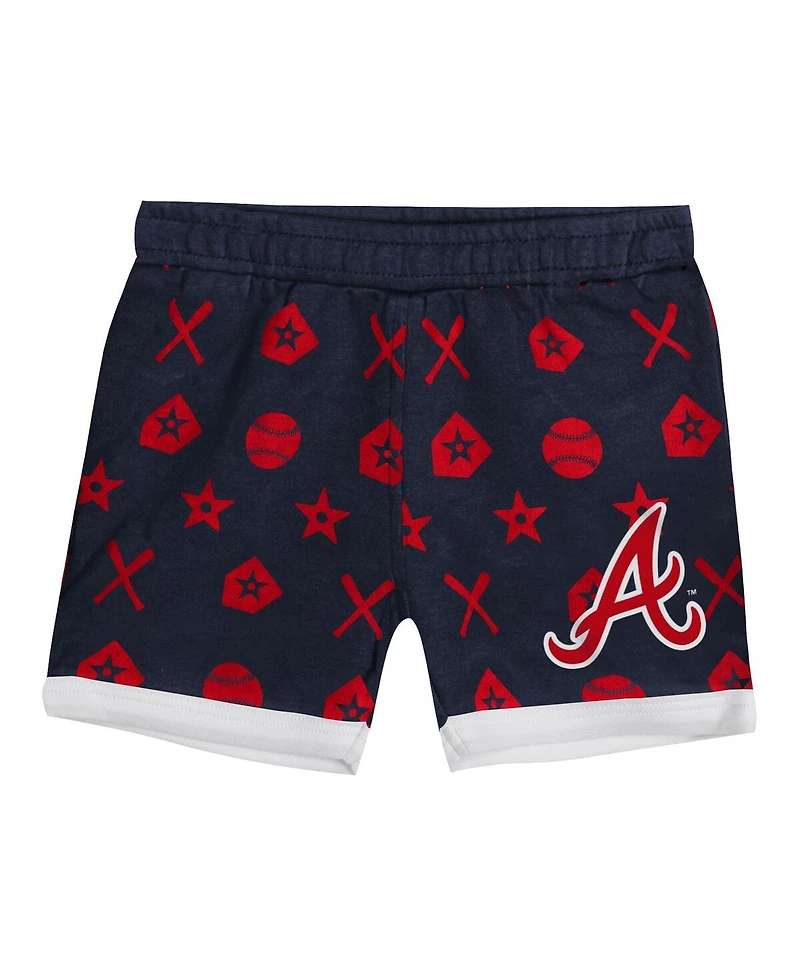 Outerstuff Big Boys and Girls Navy Atlanta Braves On Deck 2-Piece Diaper Cover Set