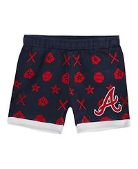 Outerstuff Big Boys and Girls Navy Atlanta Braves On Deck 2-Piece Diaper Cover Set