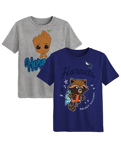 Outerstuff Preschool Charlotte Hornets 2-Piece Guardians Of The Galaxy T-Shirt Set
