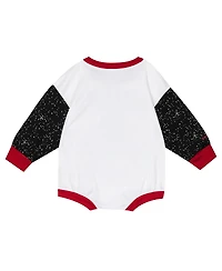 Mitchell & Ness Baby Boys and Girls White Chicago Bulls Hardwood Classics Posterboard Oversize Long Sleeve Bodysuit