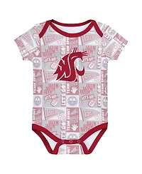 Outerstuff Newborn 3-Pack Crimson Washington State Cougars Sunday Comics Bodysuit Set
