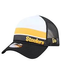 New Era Preschool Black Pittsburgh Steelers Sport Night Color Block 9FORTY A-Frame Trucker Adjustable Hat