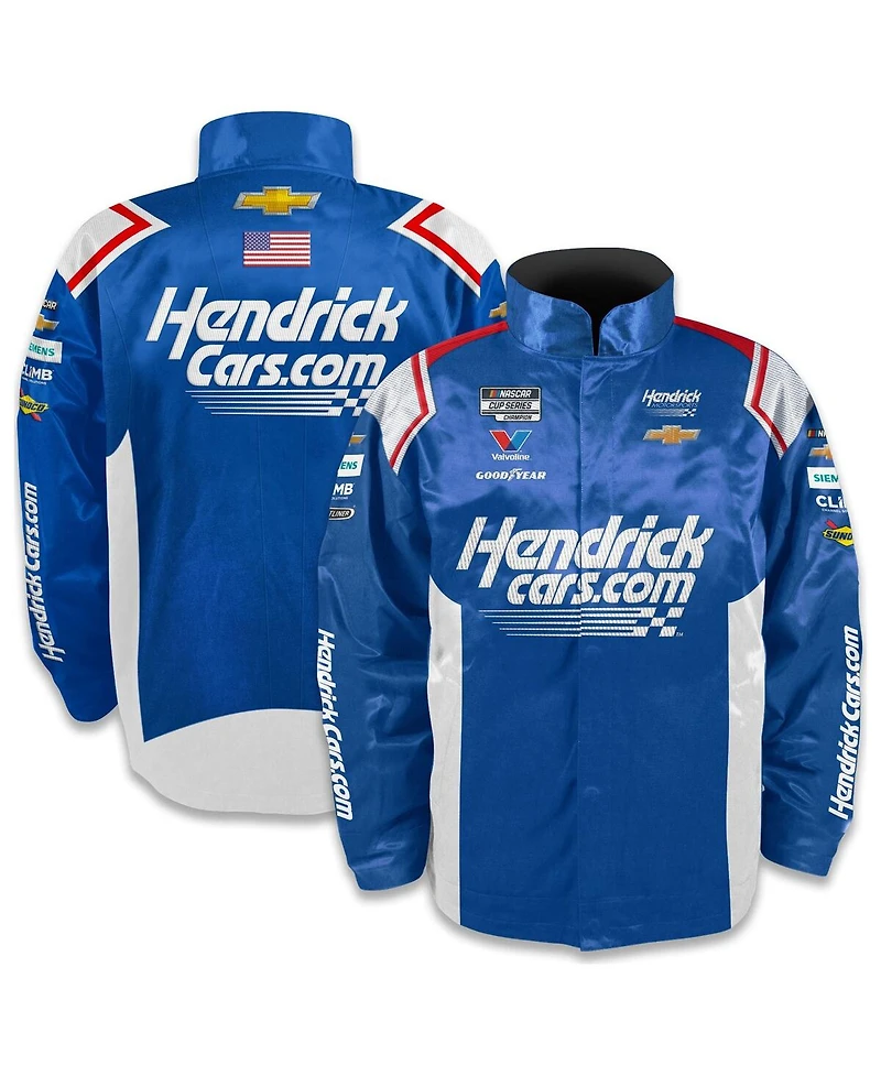Hendrick Motorsports Team Collection Men's Blue Kyle Larson Hendrickcars.com Full-Snap Nylon Uniform Jacket
