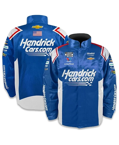 Hendrick Motorsports Team Collection Men's Blue Kyle Larson Hendrickcars.com Full-Snap Nylon Uniform Jacket