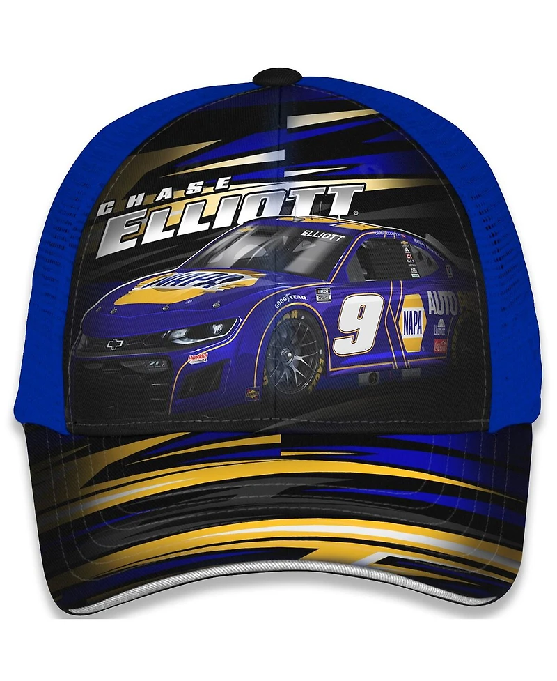 Checkered Flag Sports Big Boys and Girls Blue Chase Elliott Napa Trucker Adjustable Hat