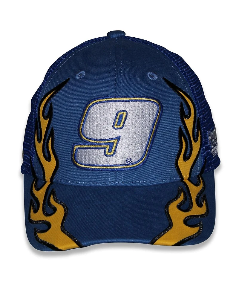 Checkered Flag Sports Big Boys and Girls Blue Chase Elliott Napa Flame Trucker Adjustable Hat