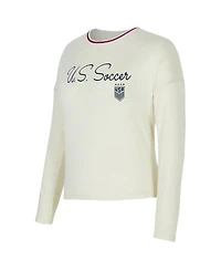 Concepts Sport Women's Cream Uswnt Kaki Hacci Knit Pullover Sweatshirt