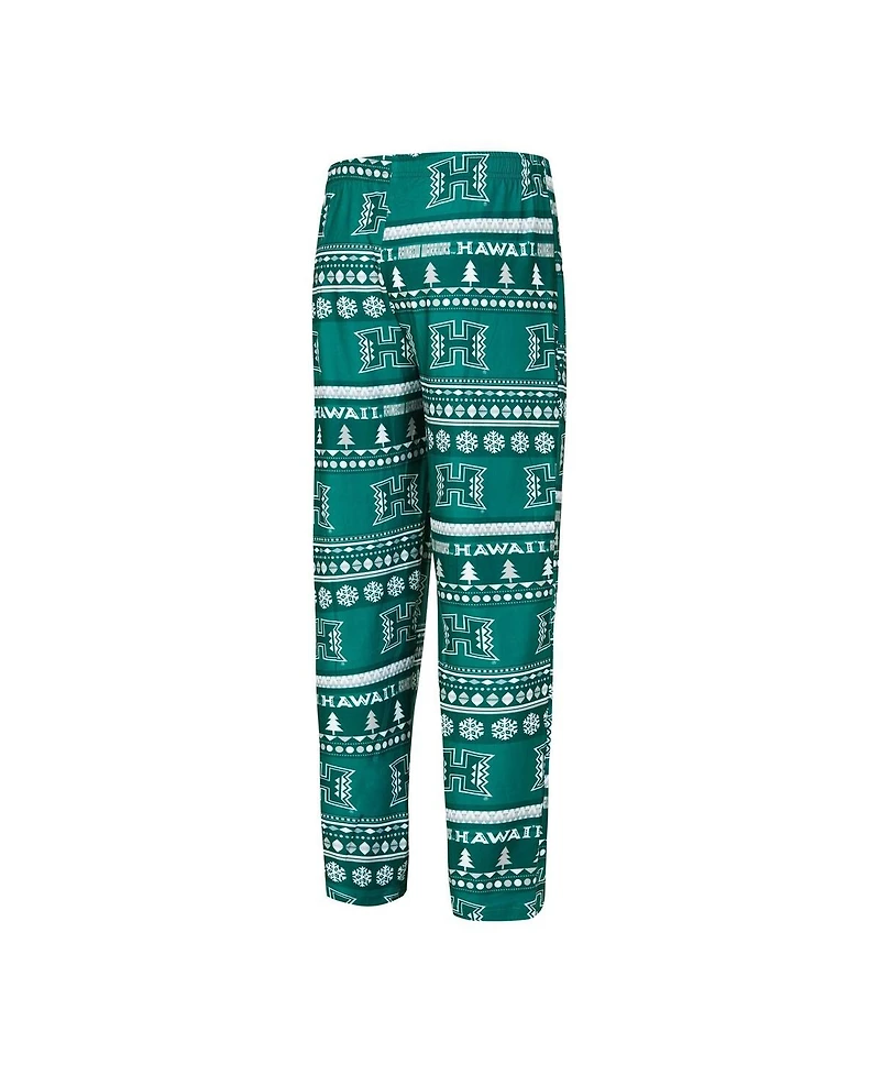 Concepts Sport Men's 2-Pieace Green Hawaii Rainbow Warriors Swivel Long Sleeve Top and Pants Sleep Set