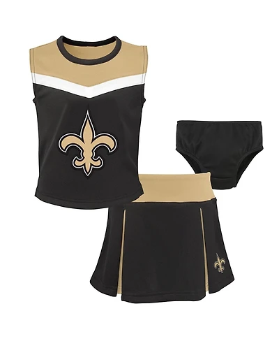 Outerstuff Girls Preschool Black New Orleans Saints Spirit Cheerleader Two-Piece Set with Bloomers