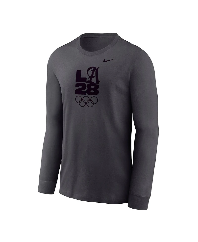 Nike Big Boys and Girls Anthracite LA28 Summer Olympics Legend Performance Long Sleeve T-Shirt
