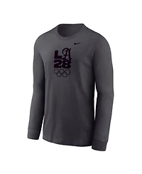 Nike Big Boys and Girls Anthracite LA28 Summer Olympics Legend Performance Long Sleeve T-Shirt
