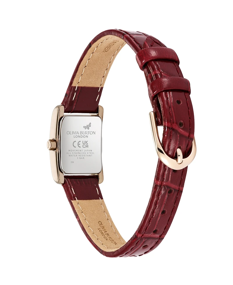 Olivia Burton Women's Mini Grove Cherry Leather Calfskin Strap Watch, 16mm