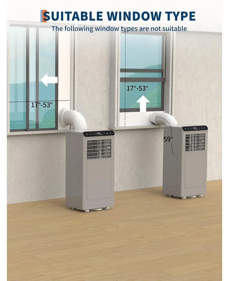 gaomon 8,000 Btu Portable Ac with Remote, 3-in-1 Cooling, Dehumidifier, Fan for 350 Sq.Ft, Grey