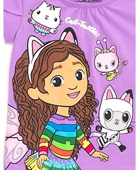 Gabby's Dollhouse Toddler Girls Dreamworks Gabbys T-Shirt Tulle Mesh Skirt and Scrunchie 3 Piece Outfit Set